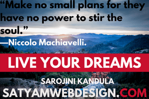 " Make no small plans for they have no power to stir the soul " —Niccolo Machiavelli.